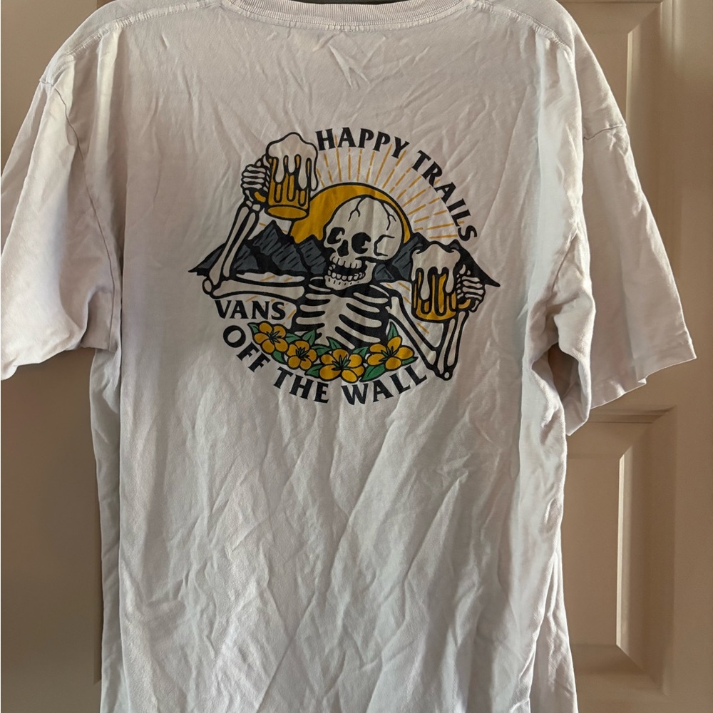 Vans White 'Happy Trails' Skeleton Tee